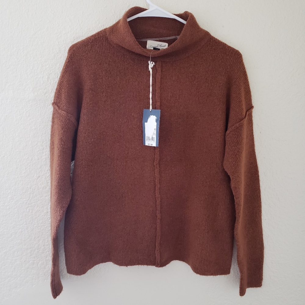 Mock Neck Pullover Fruitwood Brown XS
